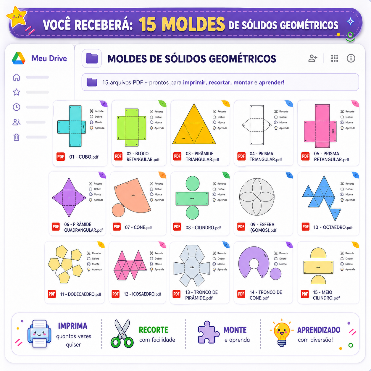 Cartaz do kit de sólidos geométricos 6